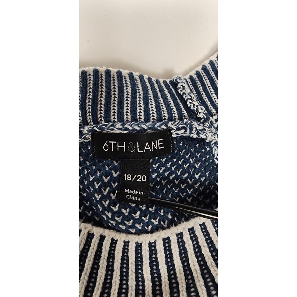 6th & Lane Bambado Fringe Crochet Tunic Sweater Top Blouse Color Blue Size 18/20 - Picture 10 of 10